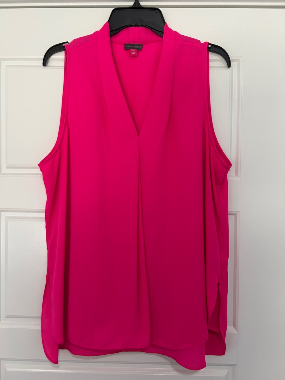 Vince Camuto Sleeveless V-Neck Blouse - Hot Pink